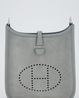 *RARE* Hermès Mini Evelyne Bag in Gris Pantin Grizzly Suede Calfskin Leather with Palladium Hardware