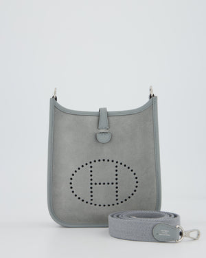 *RARE* Hermès Mini Evelyne Bag in Gris Pantin Grizzly Suede Calfskin Leather with Palladium Hardware