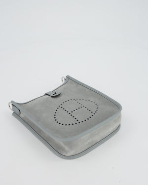 *RARE* Hermès Mini Evelyne Bag in Gris Pantin Grizzly Suede Calfskin Leather with Palladium Hardware