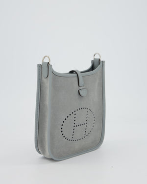 *RARE* Hermès Mini Evelyne Bag in Gris Pantin Grizzly Suede Calfskin Leather with Palladium Hardware