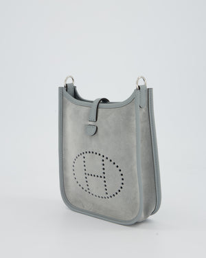 *RARE* Hermès Mini Evelyne Bag in Gris Pantin Grizzly Suede Calfskin Leather with Palladium Hardware