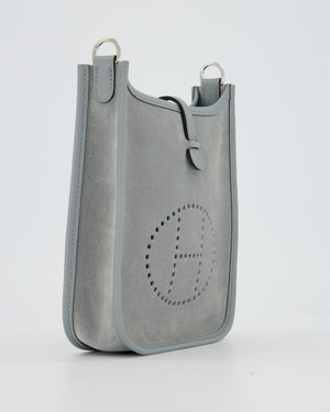 *RARE* Hermès Mini Evelyne Bag in Gris Pantin Grizzly Suede Calfskin Leather with Palladium Hardware