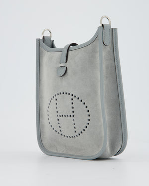 *RARE* Hermès Mini Evelyne Bag in Gris Pantin Grizzly Suede Calfskin Leather with Palladium Hardware