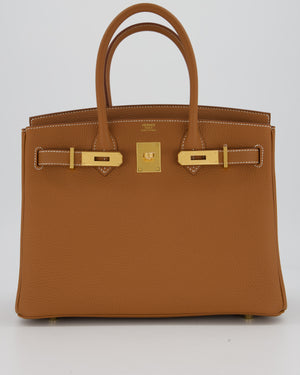 Hermès Birkin 30 Retourne Bag in Gold Togo Leather with Gold Hardware