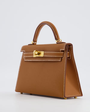 Hermès Mini Kelly II Bag in Gold Epsom Leather with Gold Hardware