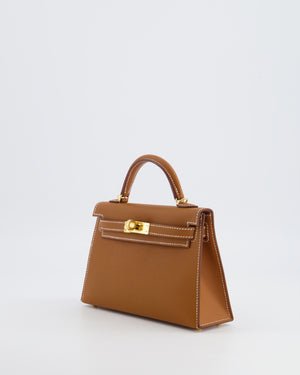 Hermès Mini Kelly II Bag in Gold Epsom Leather with Gold Hardware