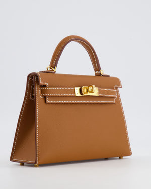 Hermès Mini Kelly II Bag in Gold Epsom Leather with Gold Hardware