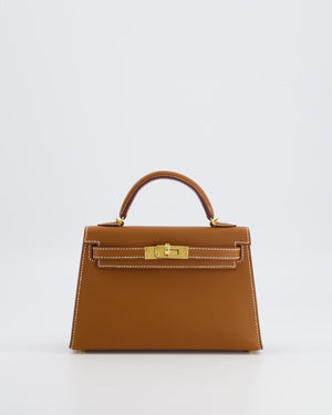 Hermès Mini Kelly II Bag in Gold Epsom Leather with Gold Hardware