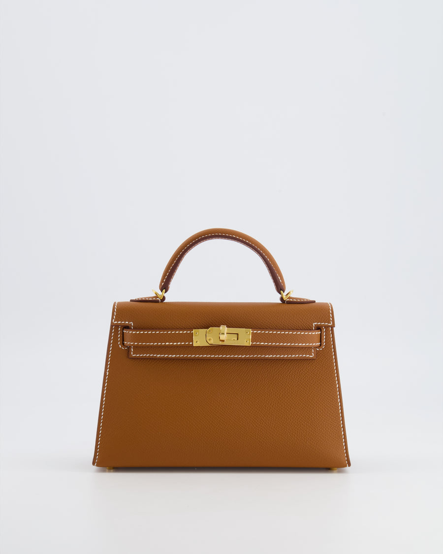 Hermès Mini Kelly II Bag in Gold Epsom Leather with Gold Hardware