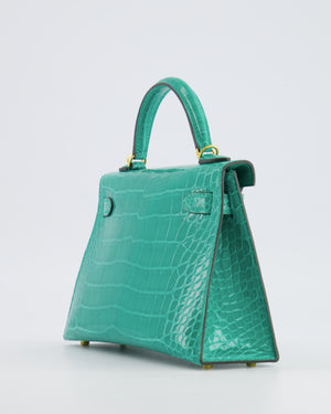 *SUPER RARE* Hermès Mini Kelly II 20 Bag in Vert Jade Alligator Mississippiensis Leather with Gold Hardware