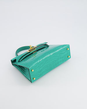 *SUPER RARE* Hermès Mini Kelly II 20 Bag in Vert Jade Alligator Mississippiensis Leather with Gold Hardware