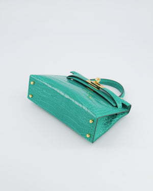 *SUPER RARE* Hermès Mini Kelly II 20 Bag in Vert Jade Alligator Mississippiensis Leather with Gold Hardware