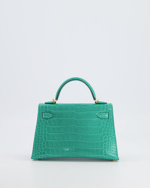 *SUPER RARE* Hermès Mini Kelly II 20 Bag in Vert Jade Alligator Mississippiensis Leather with Gold Hardware