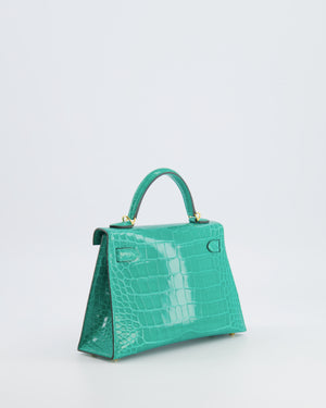 *SUPER RARE* Hermès Mini Kelly II 20 Bag in Vert Jade Alligator Mississippiensis Leather with Gold Hardware