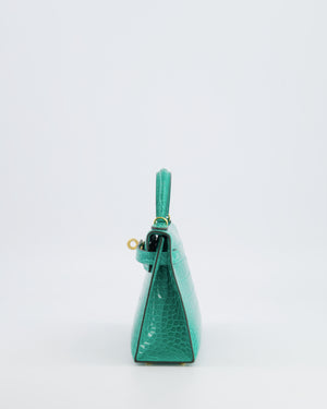 *SUPER RARE* Hermès Mini Kelly II 20 Bag in Vert Jade Alligator Mississippiensis Leather with Gold Hardware