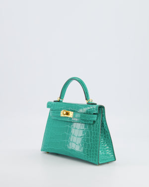 *SUPER RARE* Hermès Mini Kelly II 20 Bag in Vert Jade Alligator Mississippiensis Leather with Gold Hardware