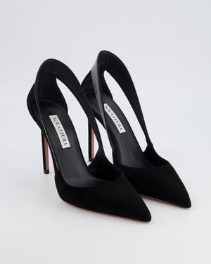Aquazzura Black Suede Dangerous Liaisons 105 Pumps with Cut-Out Design Size EU 37.5