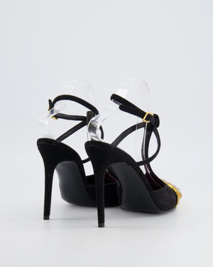 Schiaparelli Black Suede Trompe-L'œil Mules with Gold Metallic Toe Design Size EU 37.5 RRP £3,100
