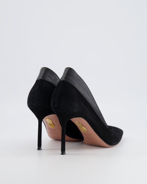 Aquazzura Black Suede 85mm Guanto Pointed Toe Pump Size EU 37.5