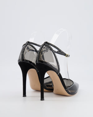 Gianvito Rossi Black Transparent Crystal Embellished Sabin 105 Pumps Size EU 38