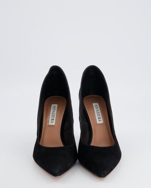 Aquazzura Black Suede 85mm Guanto Pointed Toe Pump Size EU 37.5