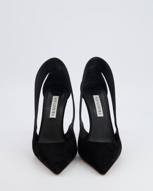 Aquazzura Black Suede Dangerous Liaisons 105 Pumps with Cut-Out Design Size EU 37.5