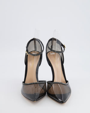 Gianvito Rossi Black Transparent Crystal Embellished Sabin 105 Pumps Size EU 38