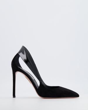 Aquazzura Black Suede Dangerous Liaisons 105 Pumps with Cut-Out Design Size EU 37.5