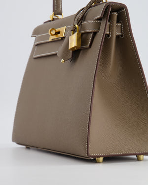 Hermès Kelly 28 Sellier Bag in Etoupe Epsom Leather with Gold Hardware
