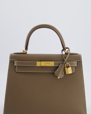 Hermès Kelly 28 Sellier Bag in Etoupe Epsom Leather with Gold Hardware
