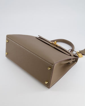 Hermès Kelly 28 Sellier Bag in Etoupe Epsom Leather with Gold Hardware