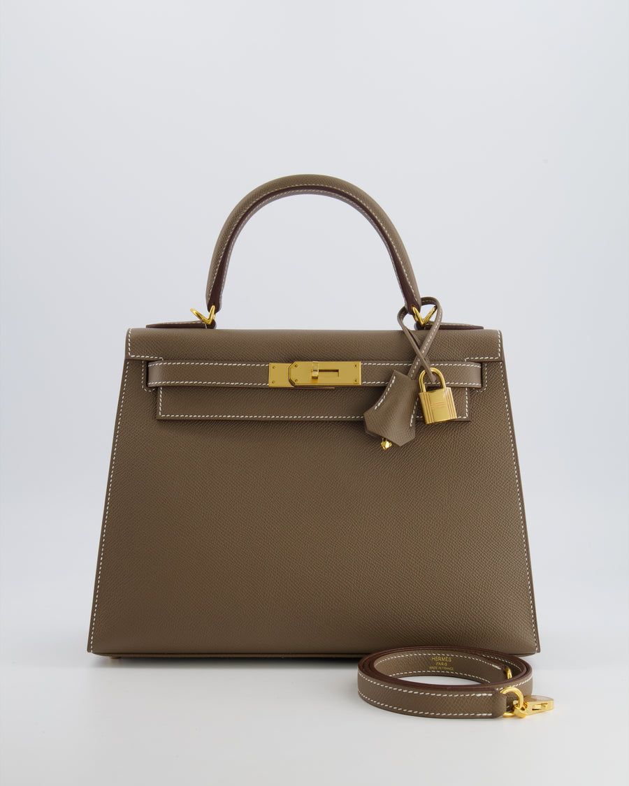 Hermès Kelly 28 Sellier Bag in Etoupe Epsom Leather with Gold Hardware