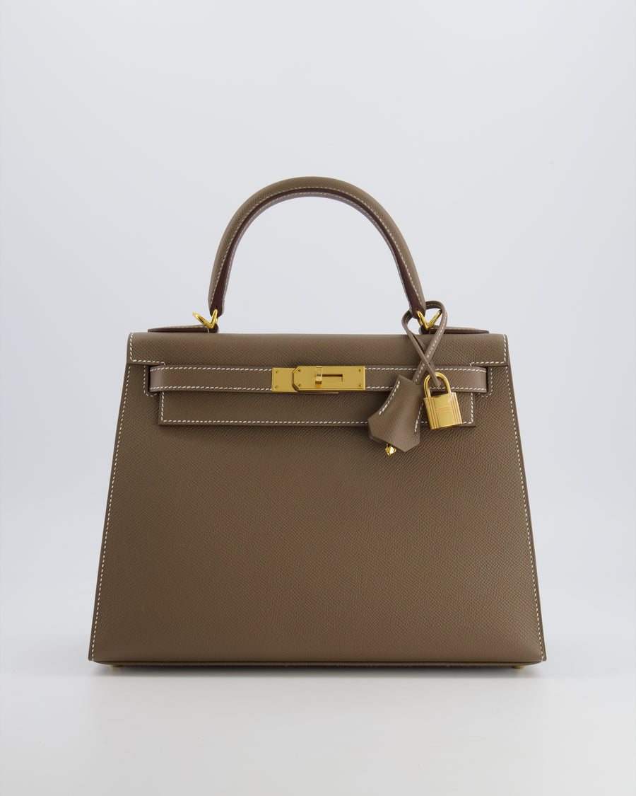 Hermès Kelly 28 Sellier Bag in Etoupe Epsom Leather with Gold Hardware