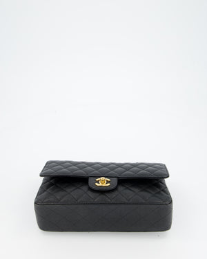Chanel Black Classic Medium Double Flap Bag in Caviar Leather with Gold Hardware