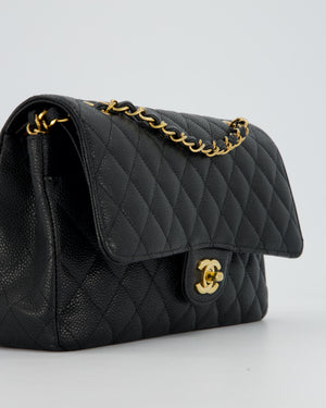 Chanel Black Classic Medium Double Flap Bag in Caviar Leather with Gold Hardware