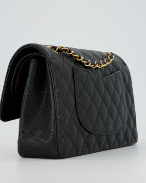 Chanel Black Classic Medium Double Flap Bag in Caviar Leather with Gold Hardware