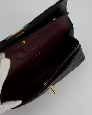 Chanel Black Classic Medium Double Flap Bag in Caviar Leather with Gold Hardware
