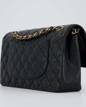 Chanel Black Classic Medium Double Flap Bag in Caviar Leather with Gold Hardware