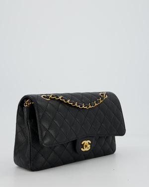 Chanel Black Classic Medium Double Flap Bag in Caviar Leather with Gold Hardware