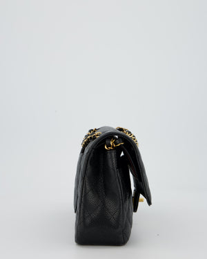 Chanel Black Classic Medium Double Flap Bag in Caviar Leather with Gold Hardware