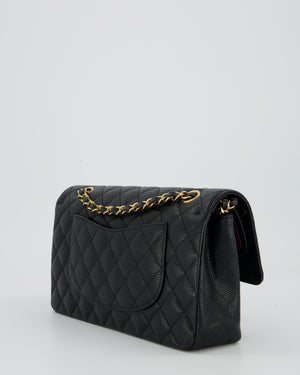 Chanel Black Classic Medium Double Flap Bag in Caviar Leather with Gold Hardware