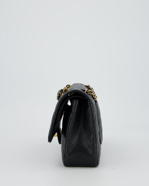 Chanel Black Classic Medium Double Flap Bag in Caviar Leather with Gold Hardware