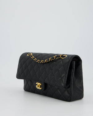 Chanel Black Classic Medium Double Flap Bag in Caviar Leather with Gold Hardware