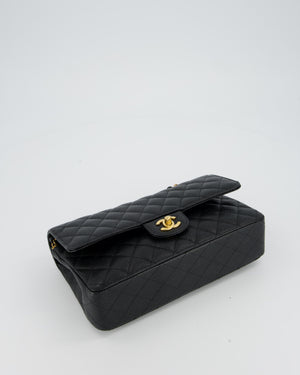 Chanel Black Classic Medium Double Flap Bag in Caviar Leather with Gold Hardware