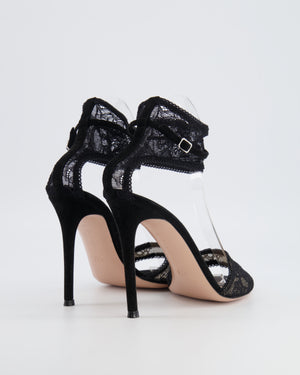 Gianvito Rossi Isabella Black Suede and Lace Heeled Sandals Size EU 39 RRP £985