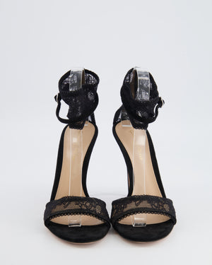 Gianvito Rossi Isabella Black Suede and Lace Heeled Sandals Size EU 39 RRP £985