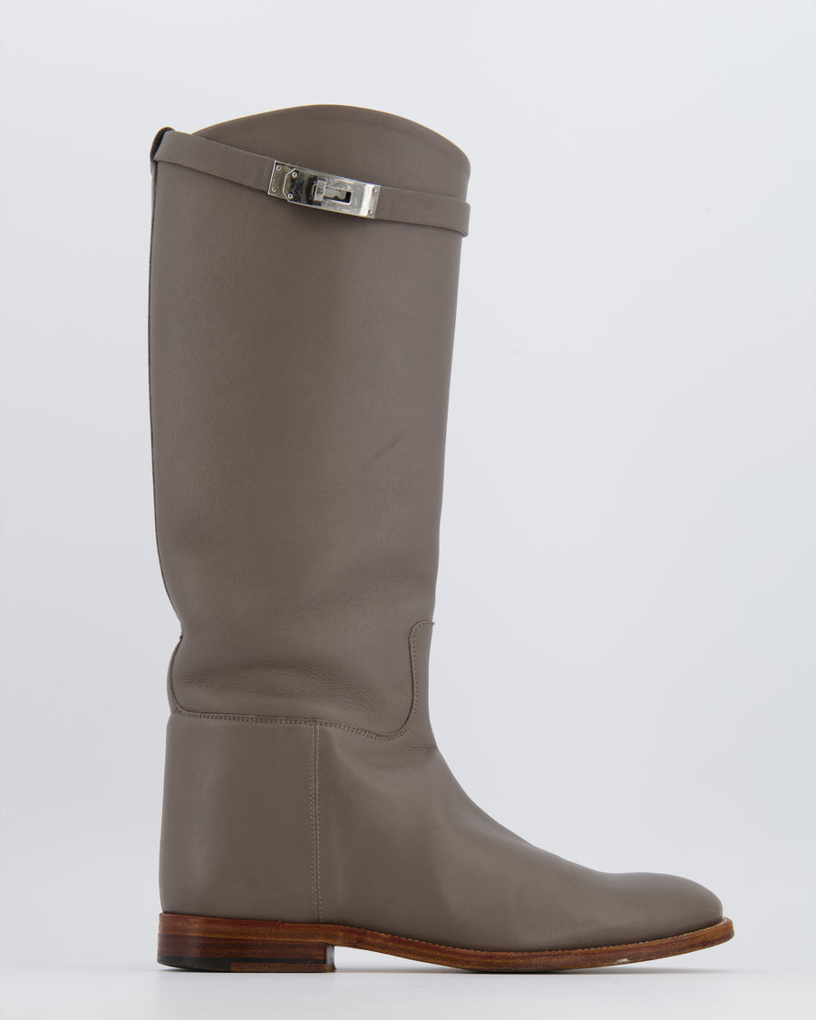 Hermès Jumping Knee High Boots in Etoupe Calfskin Leather Size EU 38.5 RRP £2,440