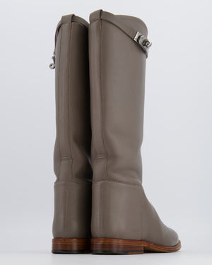 Hermès Jumping Knee High Boots in Etoupe Calfskin Leather Size EU 38.5 RRP £2,440