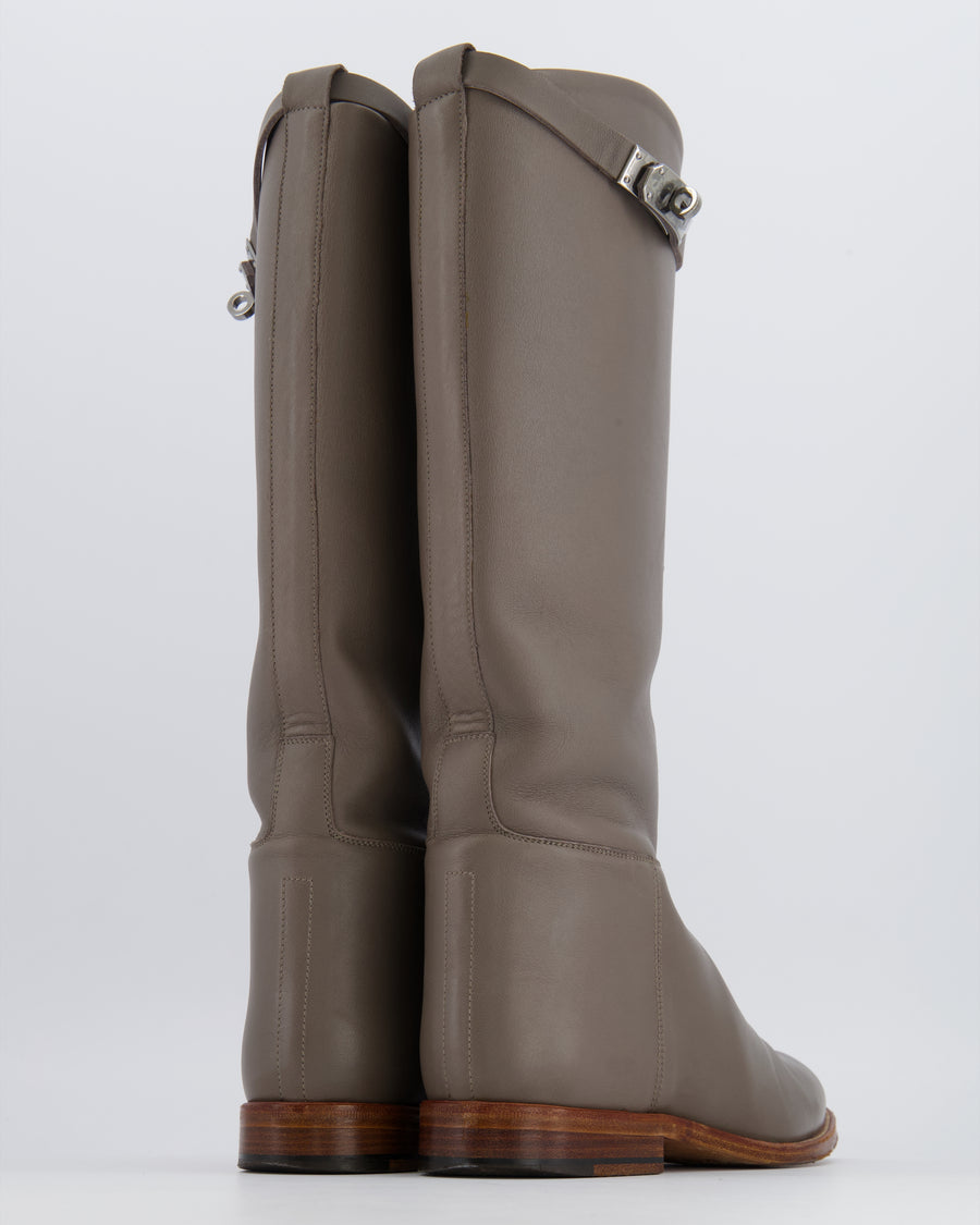 Hermès Jumping Knee High Boots in Etoupe Calfskin Leather Size EU 38.5 RRP £2,440