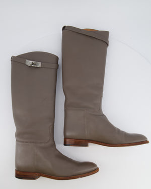 Hermès Jumping Knee High Boots in Etoupe Calfskin Leather Size EU 38.5 RRP £2,440